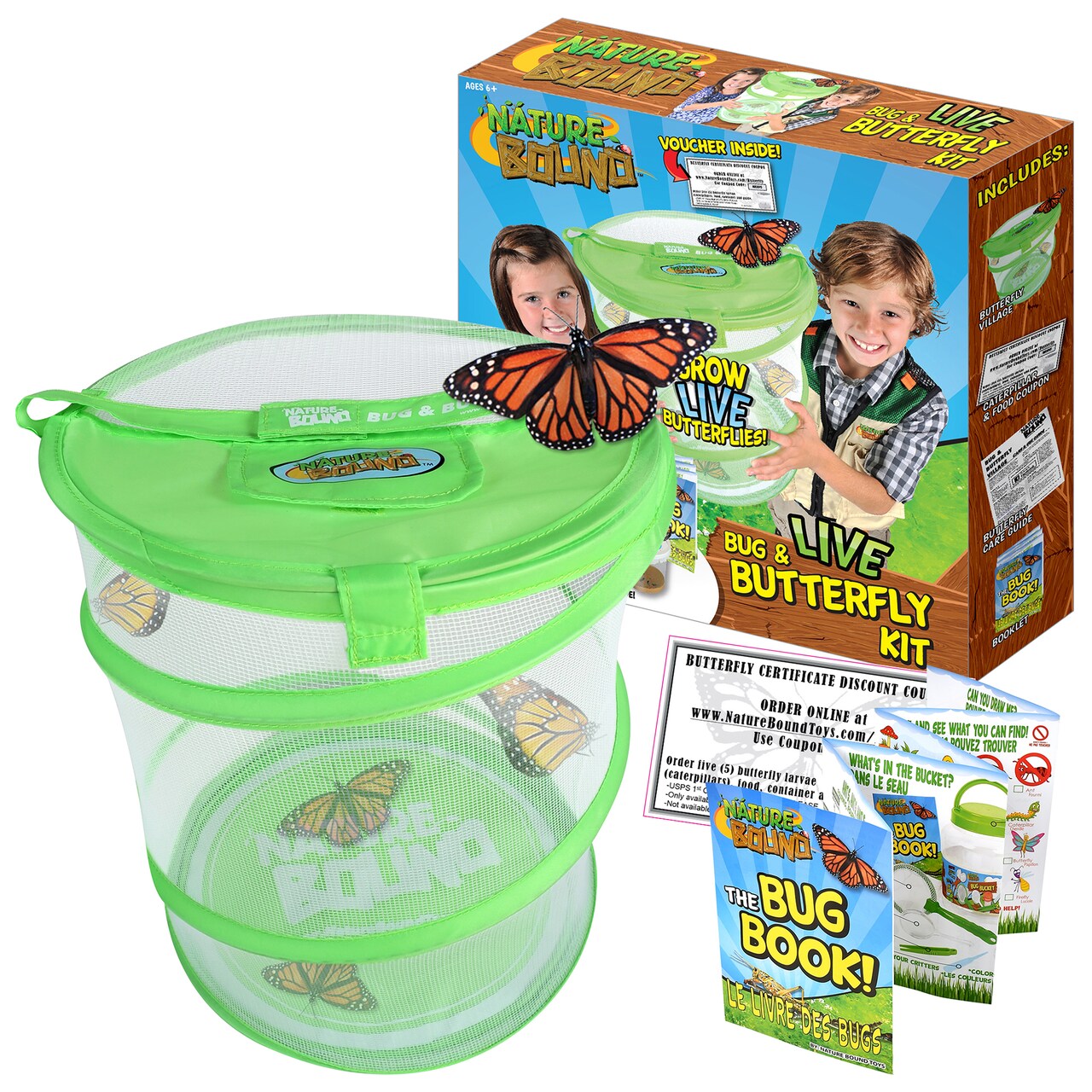 Nature Bound: Bug & Butterfly Kit - Live Insect Growing Set, Net Habitat, Critter Lifecycle, Discount Voucher For Caterpillars & Food